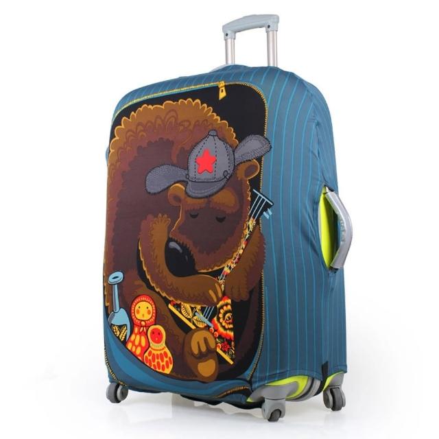 【PUSH! 旅遊用品】俄羅斯娃娃熊行李箱拉桿箱彈力保護套防塵套拖運套  24寸(24寸)