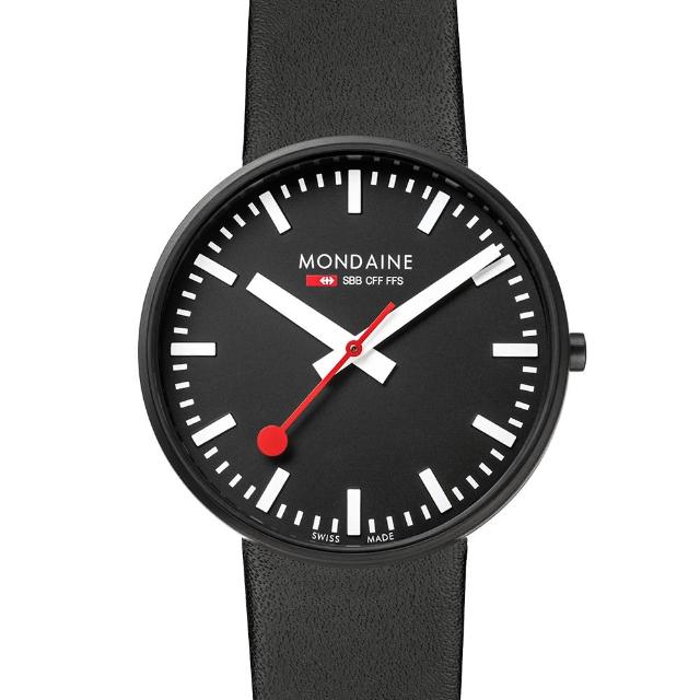【MONDAINE瑞士國鐵】Giant大錶面限量腕錶/42mm-黑面