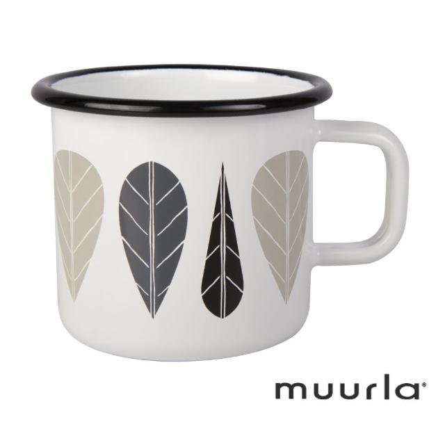 【芬蘭Muurla】黑葉琺瑯馬克杯-370ml(muurla 琺瑯杯 咖啡杯)