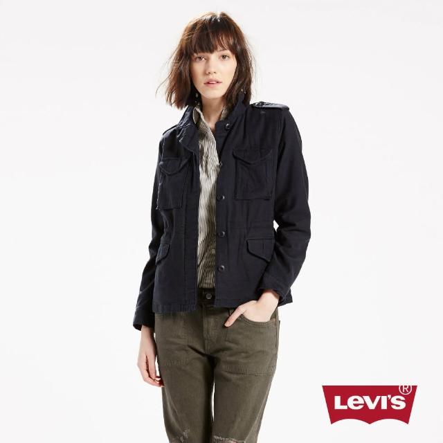 【Levis】女款純棉抽繩腰身夾克外套-低調黑