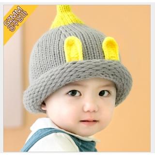 6-18個月-韓版療癒溫馨色系可愛尖頭兔兔毛帽