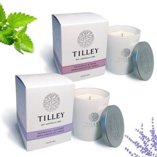 【Tilley百年特莉】薰衣草廣霍香&麝香大豆蠟燭禮盒2件組(附防塵蓋)
