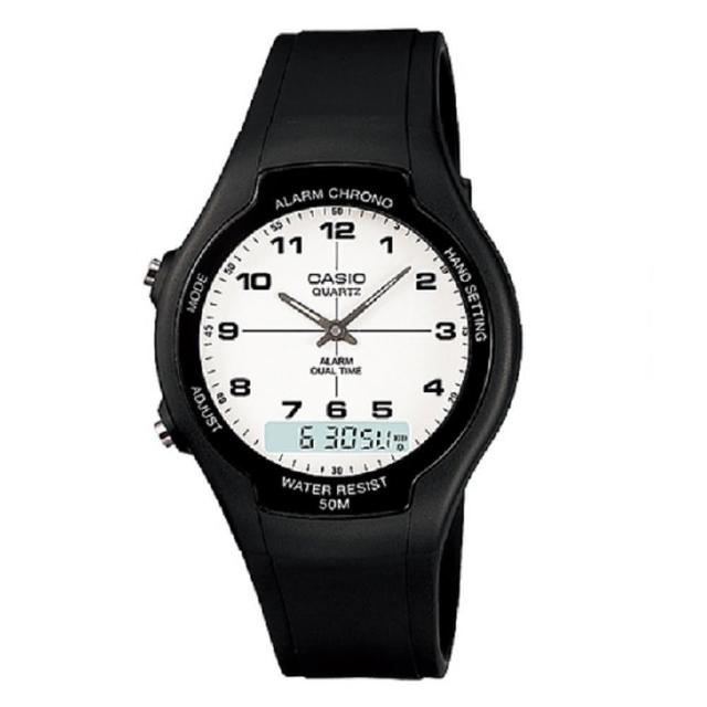 【CASIO】商務型酷炫雙顯指針錶(AW-90H-7B)