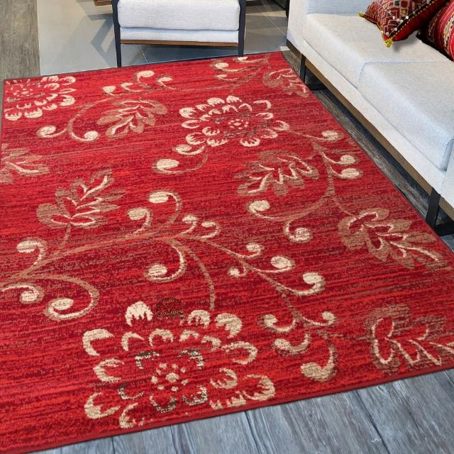 【Ambience】比利時Luna 現代地毯--紅花(160x225cm)