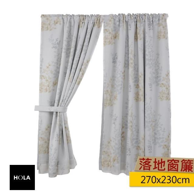 【HOLA】HOLA 繁葉印花雙層遮光落地窗簾-白 270x230cm