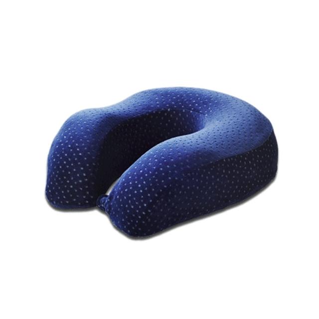 【原生良品】日系可調式波浪U型抗菌竹炭記憶頸枕-車用睡枕(藏青色)
