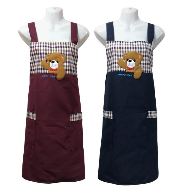快樂熊電繡口袋圍裙GS561(藍紅二入組)