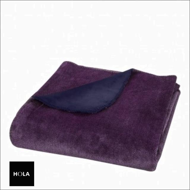 【HOLA】HOLA home 雙面色織法蘭絨毯 霧紫 雙人