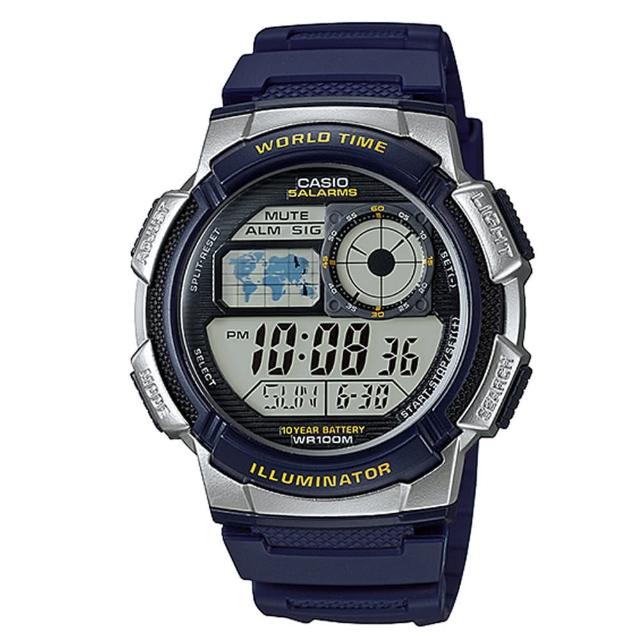 【CASIO】世界城市野外風格概念錶-藍(AE-1000W-2A)