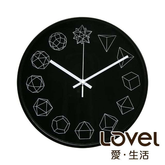 【LOVEL】30cm 幾何金屬框靜音時鐘-黑(G721B-BK)