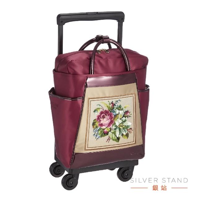 【銀站】日本SWANY 花絮華麗紅助行袋 。簡報。出差。購物。旅遊。(行李箱、購物車、拉桿旅行袋)