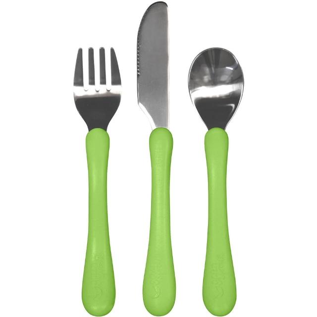 【美國 green sprouts】寶寶學習吃飯湯匙叉子3入組_草綠組(GS175860-3) 【美國 green sprouts】寶寶學習吃飯湯匙叉子3入組_草綠組(GS175860-3)