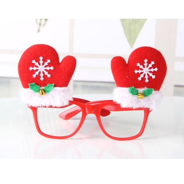 【摩達客】聖誕派對造型眼鏡(雪花紅手套)