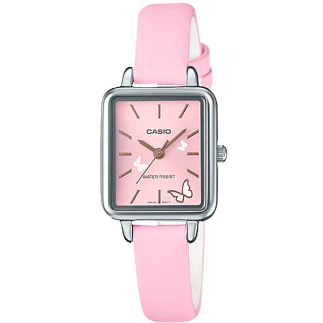 【CASIO 卡西歐】氣質指針女錶 皮革錶 防水 氣質蝴蝶圖樣(LTP-E147L-4A)
