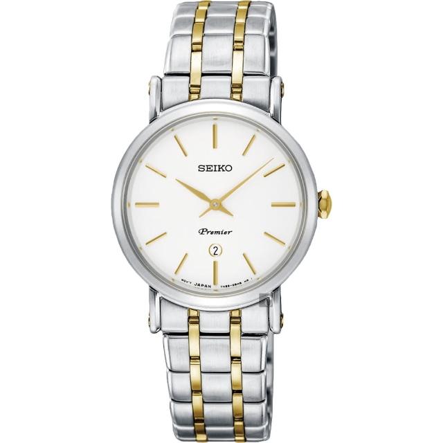 【SEIKO 精工】Premier 系列超薄石英女錶-銀x雙色/30mm(7N89-0AY0Y SXB438J1)
