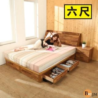 【BuyJM】拼接木系列雙人加大6尺床頭箱+四抽床底房間2件組強力推薦  BuyJM
