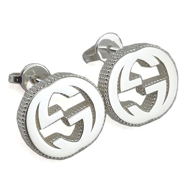 【GUCCI 古馳】-925純銀-Interlocking 雙G針式耳環