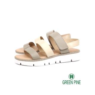 【GREEN PINE】一字寬版鞋帶撞色涼鞋(淺灰色)  GREEN PINE