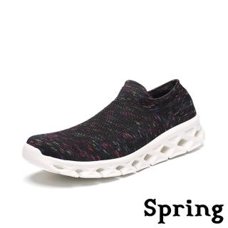 【SPRING】超輕量3D飛織襪套式高彈力刀切大底運動休閒鞋-男鞋(彩黑)品牌優惠  SPRING