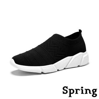 【SPRING】個性幾何飛織圖騰舒適情侶款個性休閒鞋-男鞋(黑白)好評推薦  SPRING
