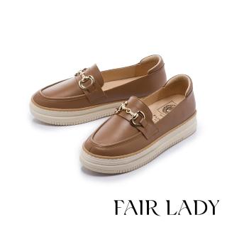 【FAIR LADY】軟實力 復古馬銜釦厚底樂福鞋(泰迪棕、502508)  FAIR LADY