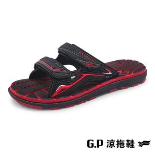 【G.P】男女共用款 中性休閒舒適雙帶拖鞋(紅黑)  G.P