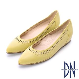 【DN】平底鞋_MIT真皮電雕造型內增高平底鞋(黃)好評推薦  DN