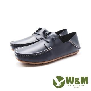 【W&M】男 懶人可踩腳休閒鞋 男鞋(藍)折扣推薦  W&M