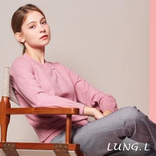 【LUNG.L 林佳樺】L818A#嫩粉紅圓領前片燙鑽長袖毛衣針織衫(女裝)  LUNG.L 林佳樺