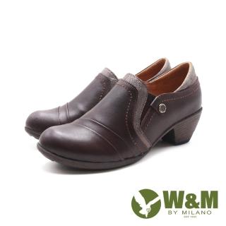 【W&M】女 真皮立體止滑紋中跟鞋 女鞋(咖)好評推薦  W&M