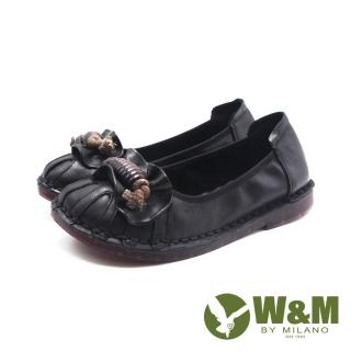 【W&M】女 麻繩扭結柔軟Q彈底娃娃鞋 女鞋(黑色)  W&M