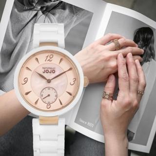 【NATURALLY JOJO】氣質時尚 小秒針陶瓷時尚腕錶-粉紅珍珠貝(JO96986-10R)評價推薦  NATURALLY JOJO