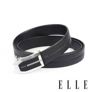 【ELLE HOMME】品牌自動扣皮帶/紳士皮帶-時尚彈頭型底格紋  ELLE HOMME