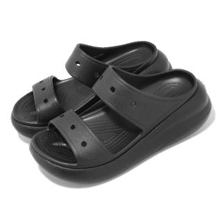 【Crocs】涼拖鞋 Classic Crush Sandal 男鞋 女鞋 黑 泡芙涼鞋 雙帶拖鞋 卡駱馳(207670001)  Crocs