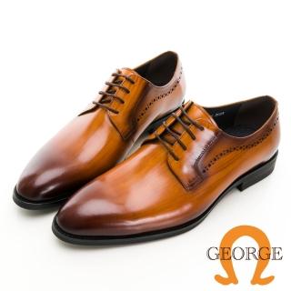 GEORGE 喬治皮鞋 Amber系列 質感真皮素面尖頭拉絲皮鞋 -棕315017BW24  GEORGE 喬治皮鞋