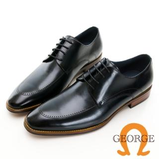 GEORGE 喬治皮鞋 Amber系列 真皮雷射印花木跟紳士鞋 -藍315012BR70  GEORGE 喬治皮鞋