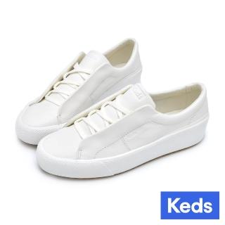 Keds REMI 時尚風潮皮革免綁帶套入式小白鞋-白(9234W137899)  Keds