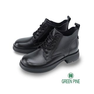 GREEN PINE 學院圓頭綁帶低筒短靴黑色(00330566)  GREEN PINE