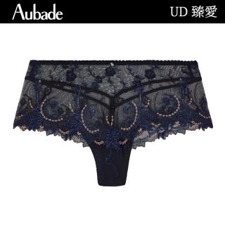 Aubade 臻愛蕾絲平口褲 性感內褲 法國進口內衣 女內褲(深藍-UD)  Aubade