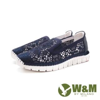 W&M 女 彩色光澤貼鑽透紗樂福鞋 女鞋(深藍色)品牌優惠  W&M