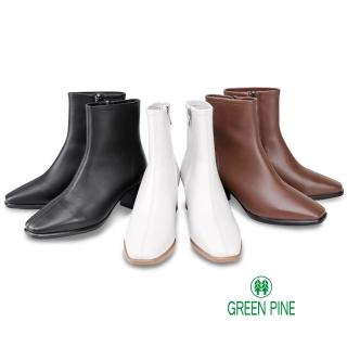 GREEN PINE 時尚方頭粗跟拉鍊襪靴(3色/ 00326611) 推薦  GREEN PINE