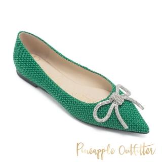 Pineapple Outfitter FREJ 羊皮鑽面蝴蝶結尖頭平跟鞋(綠色)品牌優惠  Pineapple Outfitter