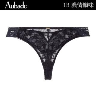 Aubade 濃情韻味植絨花卉蕾絲丁褲 性感小褲 法國進口 女內褲(1B-黑)  Aubade