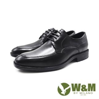 W&M 男 小方頭光澤真皮輕量型皮鞋 男鞋(黑色)折扣推薦  W&M