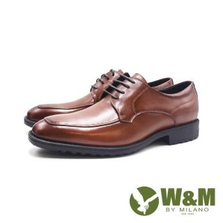 W&M 男 小方頭光澤真皮輕量型皮鞋 男鞋(棕色)折扣推薦  W&M