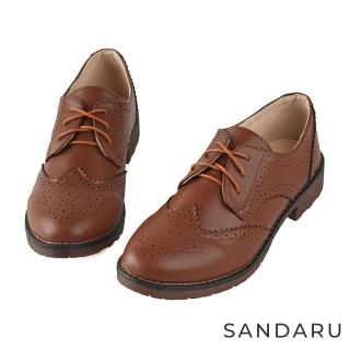 SANDARU 山打努 牛津鞋 雕花洞洞綁帶低跟牛津鞋(棕)  SANDARU 山打努