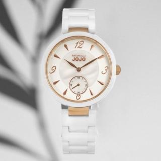 NATURALLY JOJO 小秒針 陶瓷時尚腕錶-白珍珠貝38mm(JO96986-81R)  NATURALLY JOJO