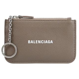 Balenciaga 巴黎世家 簡約經典品牌LOGO小牛皮鑰匙圈零錢包(大象灰)好評推薦  Balenciaga 巴黎世家