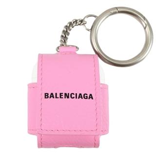 Balenciaga 巴黎世家 經典LOGO小牛皮Airpod 1&2 耳機鑰匙扣保護套(粉)好評推薦  Balenciaga 巴黎世家