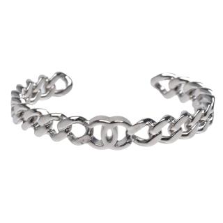 CHANEL 香奈兒 經典品牌LOGO設計半圈造型手環(銀AB8864-ARG)  CHANEL 香奈兒